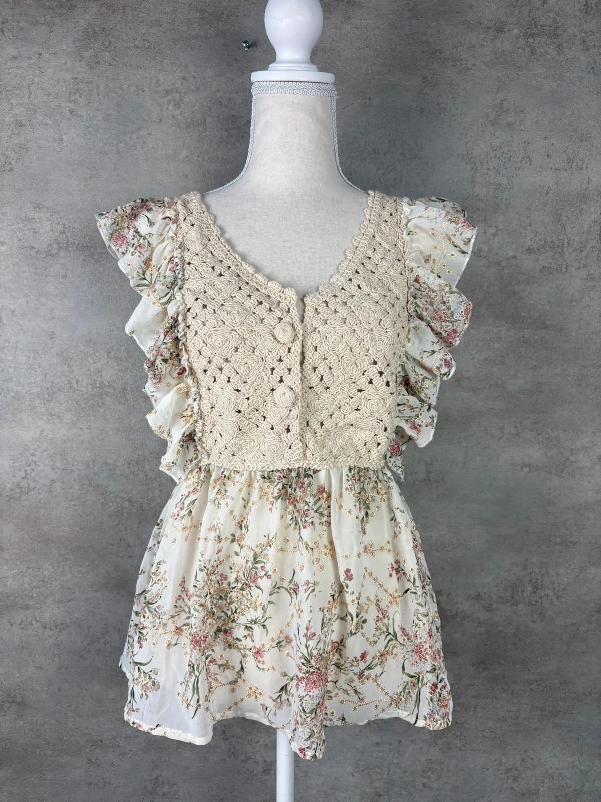 🌸 Blouse à fleurs en crochet Taille 36/38 🌸